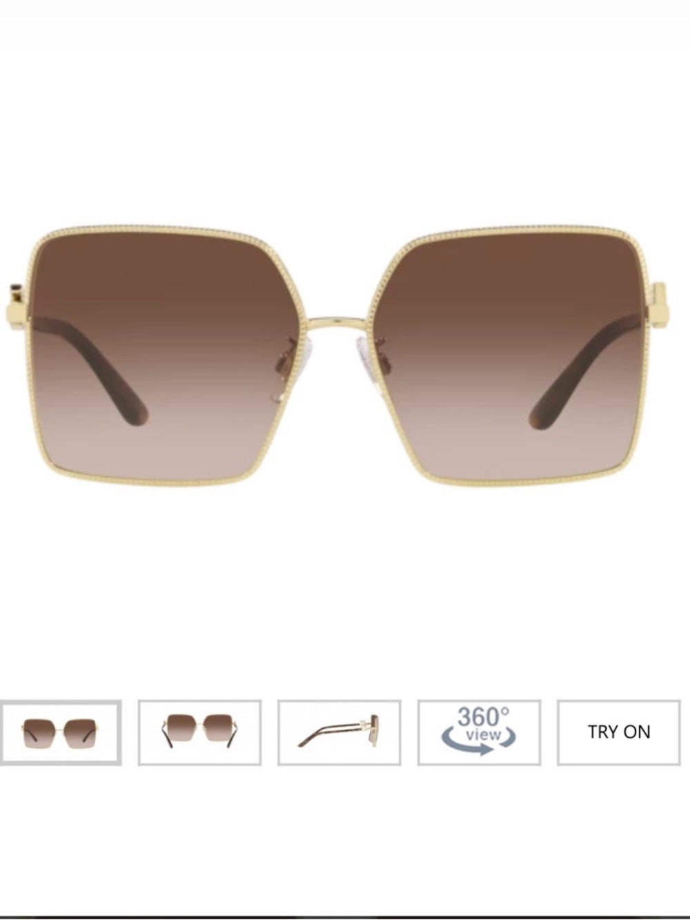 Dolce & Gabbana Gold Frame Brown Gradient Square Sunglasses DG2279